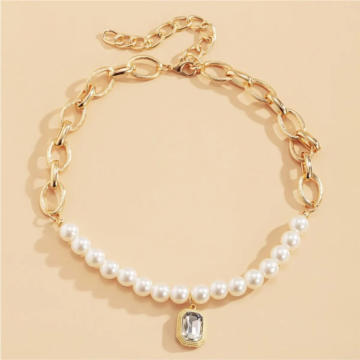 Goldtone Imitation Pearl Necklace With Crystal - White sold by Zulily
