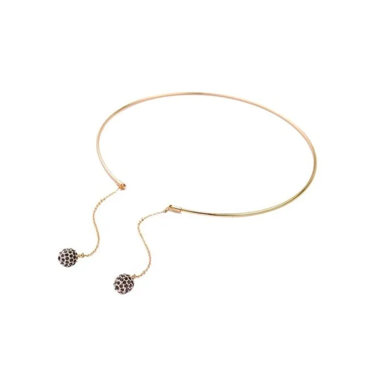 Goldtone Black Crystal Ball Necklace - White sold by Zulily