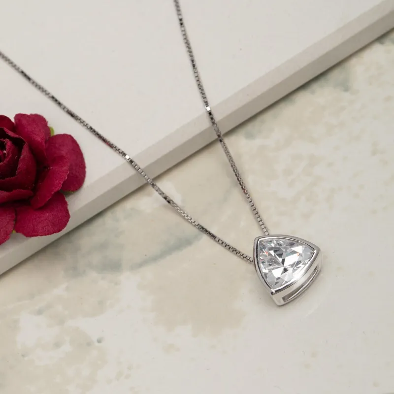 Clear Swarovski Crystal Trillium Pendant Necklace - White sold by Zulily