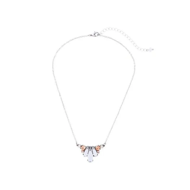 Silvertone Clear Crystal Teardrop Pendant Necklace - White sold by Zulily