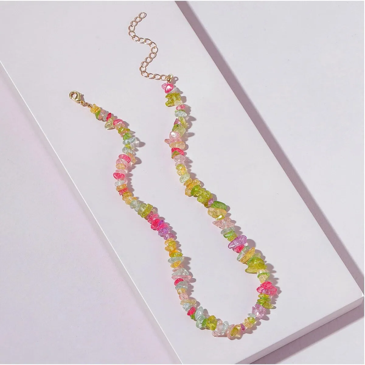 Goldtone Multi Coloured Beaded Necklace - White sold by Zulily