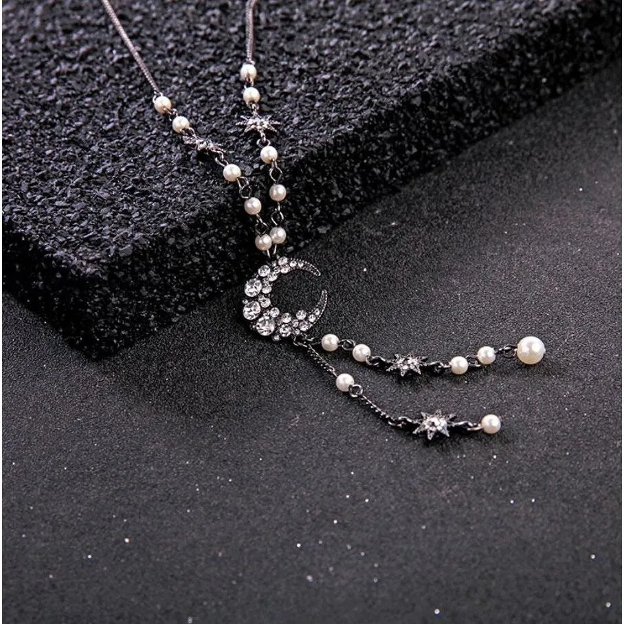Silvertone Moon Star Necklace - White sold by Zulily product image thumbnail 2