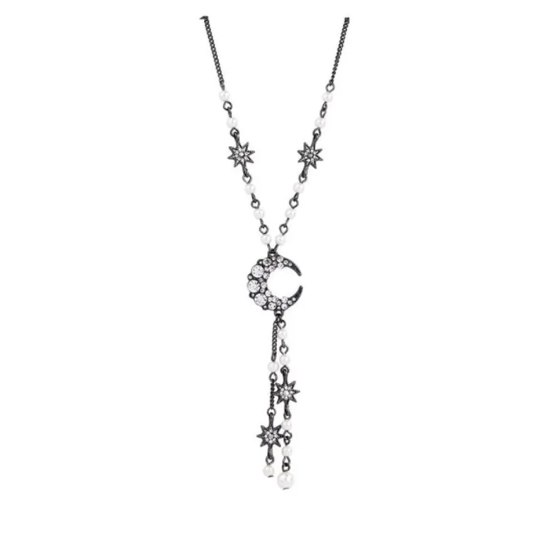 Silvertone Moon Star Necklace - White sold by Zulily