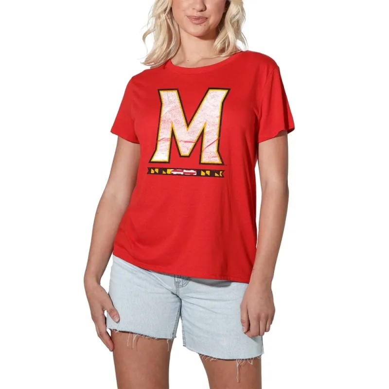 University of Maryland Distressed Primary Logo Women's Loose T Shirt sold by Zulily