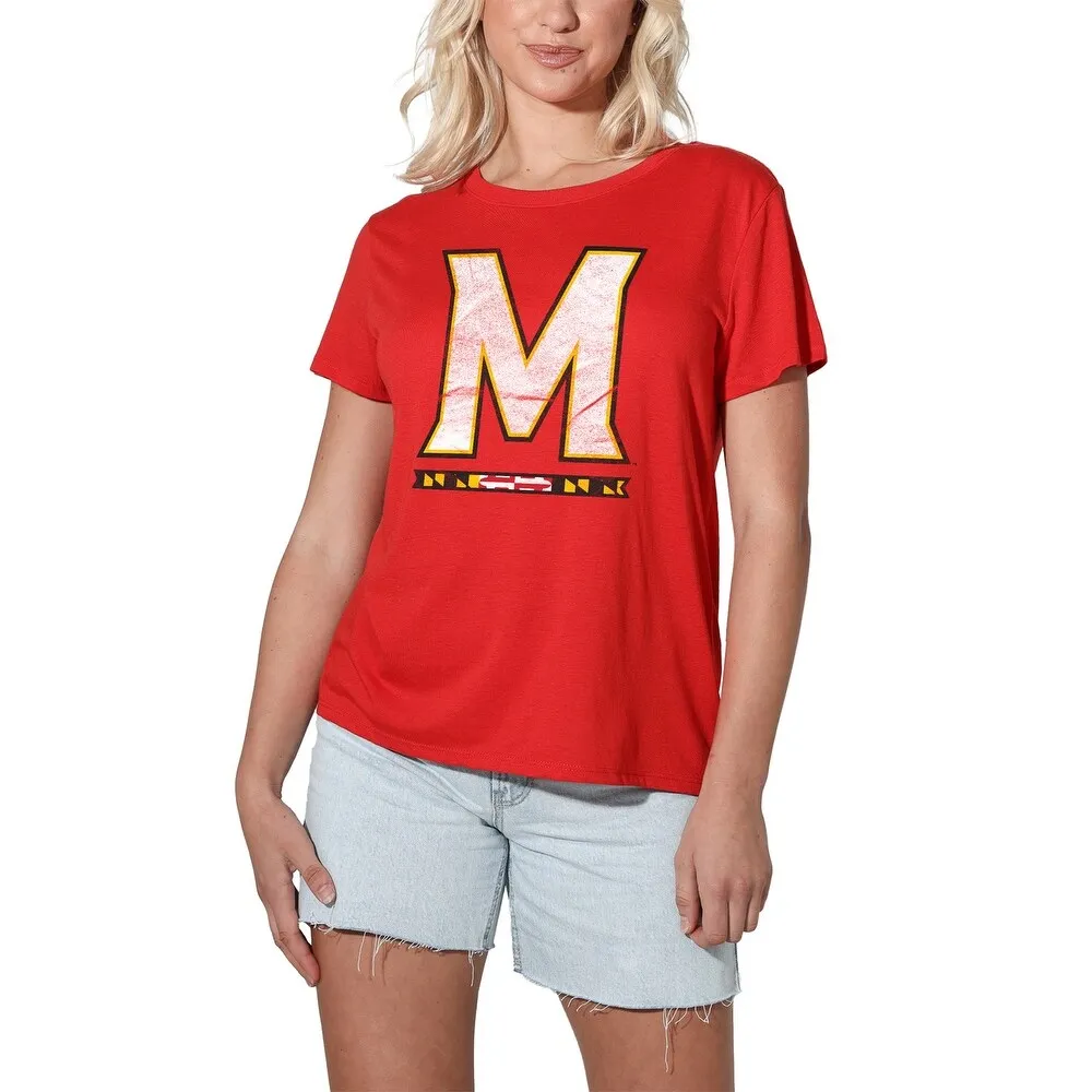 University of Maryland Distressed Primary Logo Women's Loose T Shirt sold by Zulily