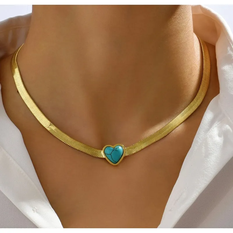 Goldtone Turquoise Howlite Heart Necklace - White sold by Zulily