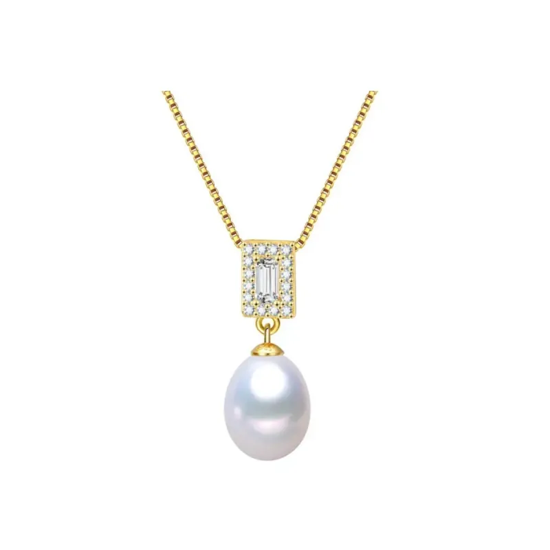 Freshwater Pearl & 18k Gold-Plated Baguette Pendant Necklace - White sold by Zulily