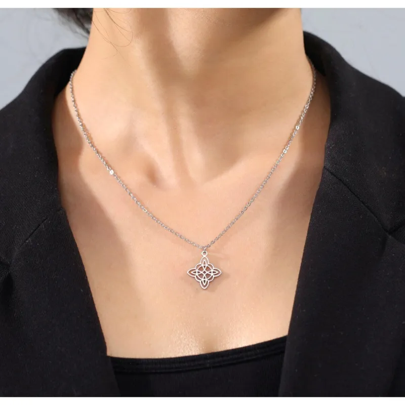 Silvertone Celtic Pendant Necklace - White sold by Zulily