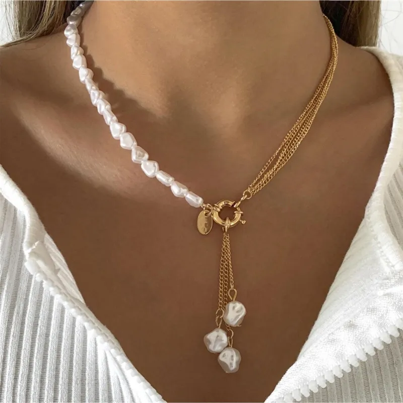 Imitation Pearl Goldtone Multi-strand Drop Necklace - White sold by Zulily