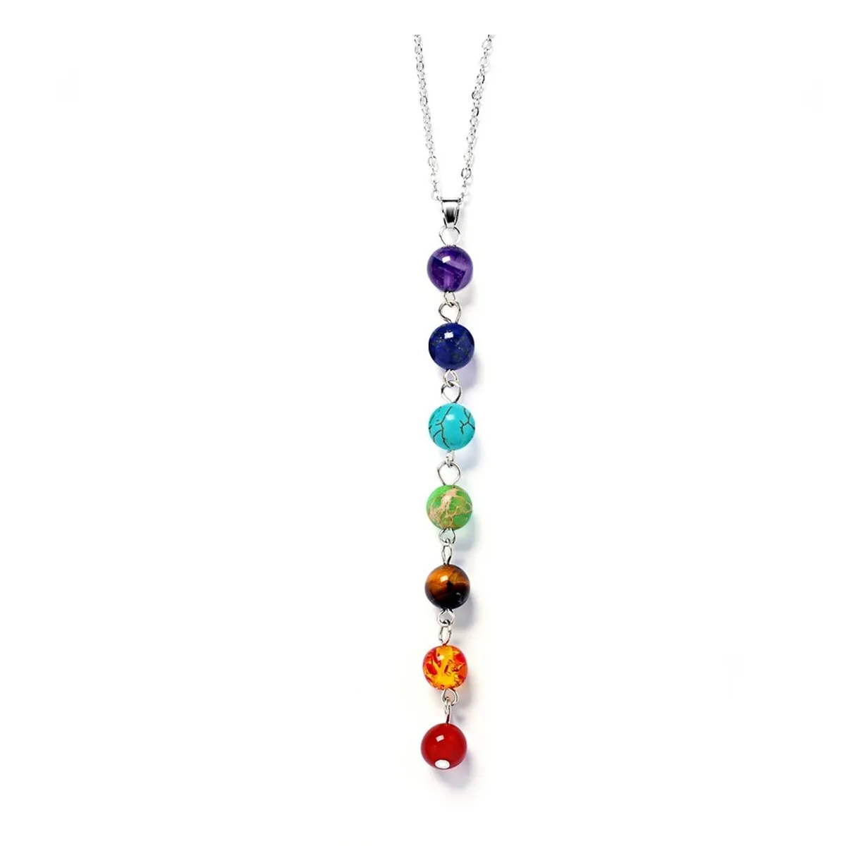 Beaded Multi Color Chakra Pendant Necklace - White sold by Zulily
