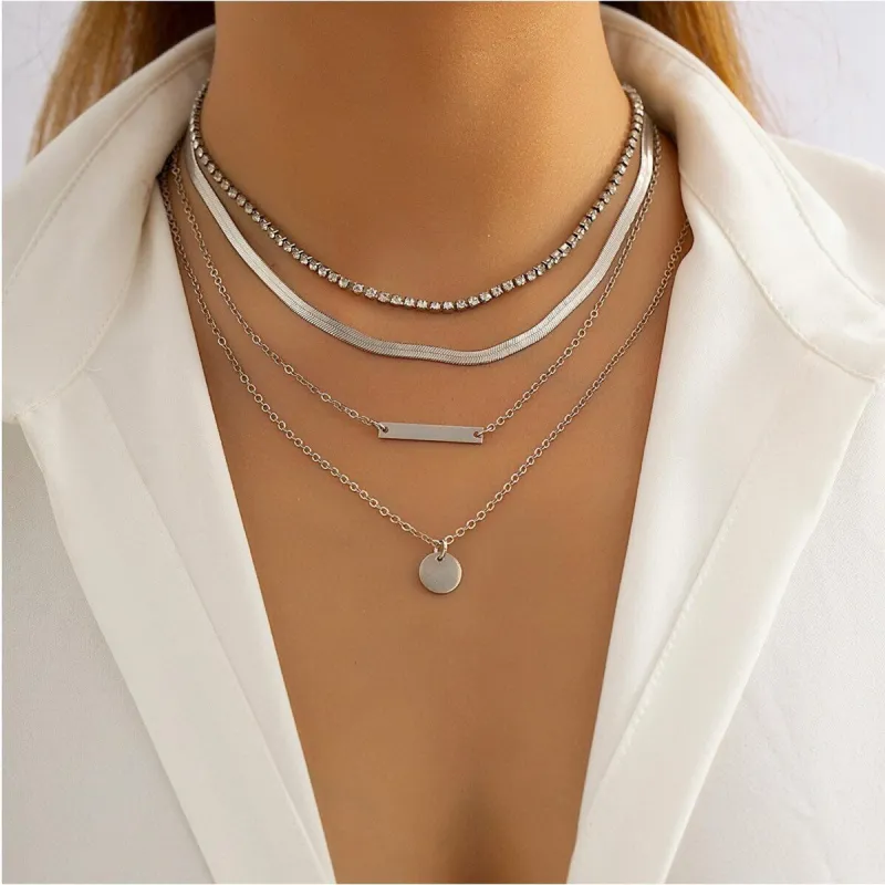 Silvertone Crystal Chain Layered Necklace - White sold by Zulily