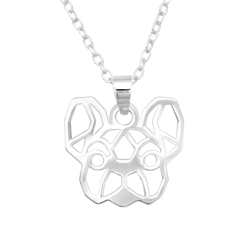 Sterling Silver Geometric Dog Pendant Necklace - White sold by Zulily