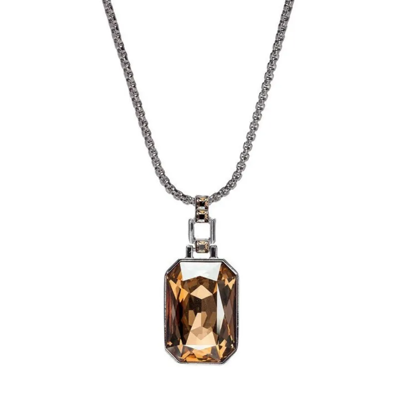 Golden Shadow Hexagonal Swarovski Crystal Pendant Necklace - White sold by Zulily