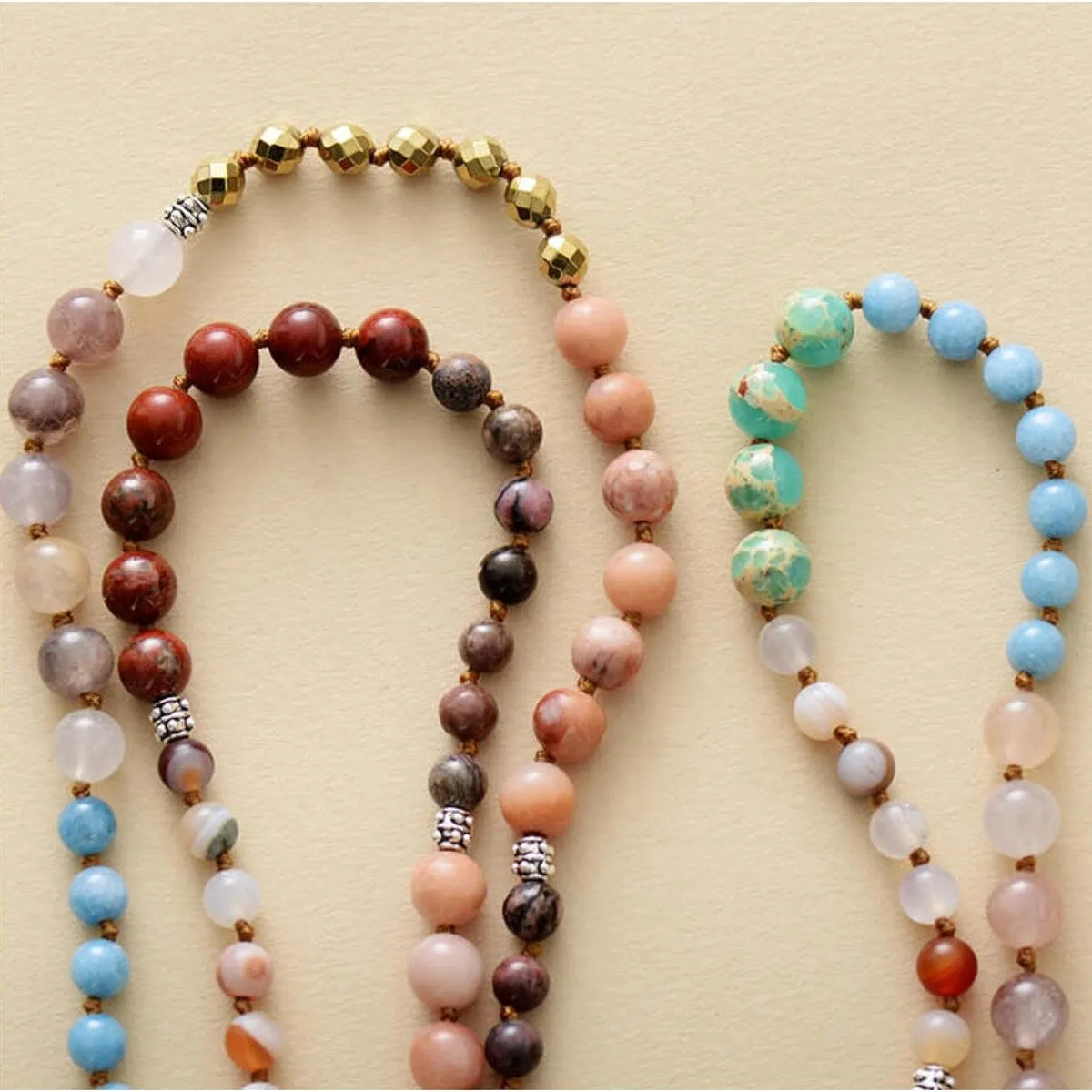 Natural Jasper & Gemstone Beaded Pendant Necklace - White sold by Zulily product image thumbnail 3