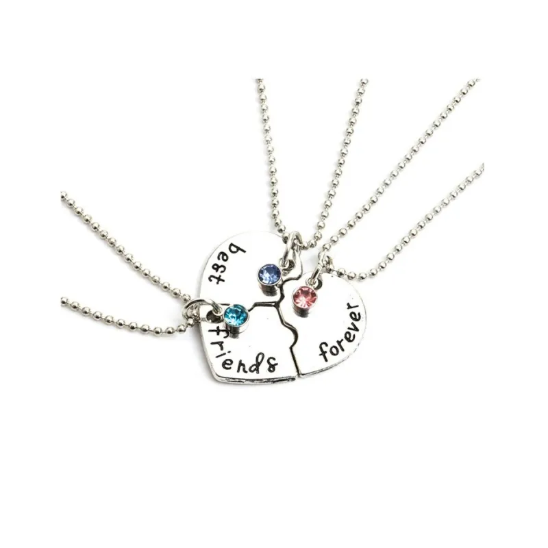 Silvertone Friendship Necklace set - Three Best, Friends, Forever - White sold by Zulily