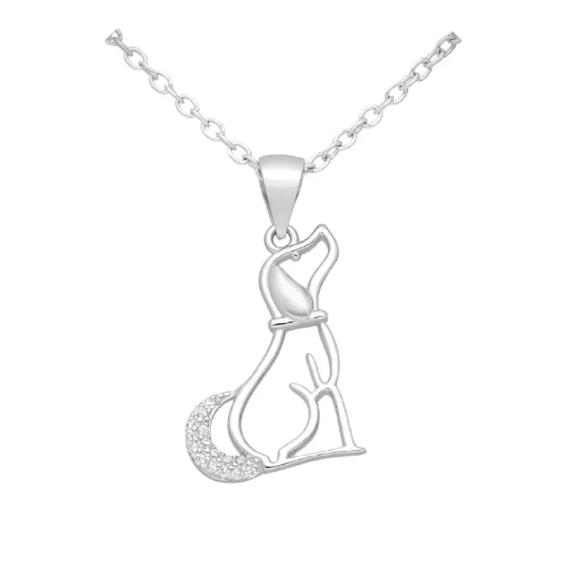 Cubic Zirconia & Sterling Silver Open Dog Pendant Necklace - White sold by Zulily