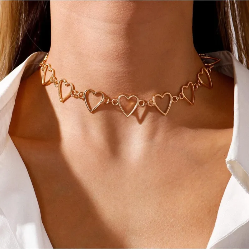Goldtone Open Heart Choker Necklace - White made by Zulily