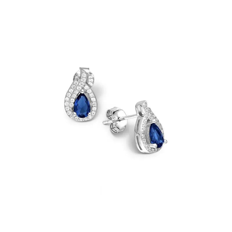 Sterling Silver Sapphire Cubic Zirconia Pave Teardrop Earrings - White sold by Zulily