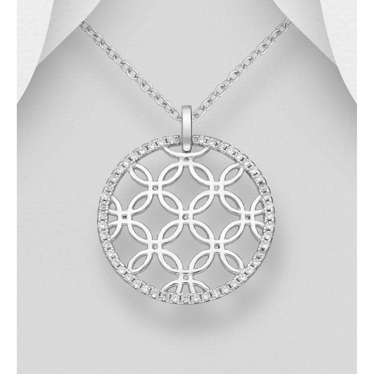 Sterling Silver & Cubic Zirconia Round Pendant Necklace - White sold by Zulily