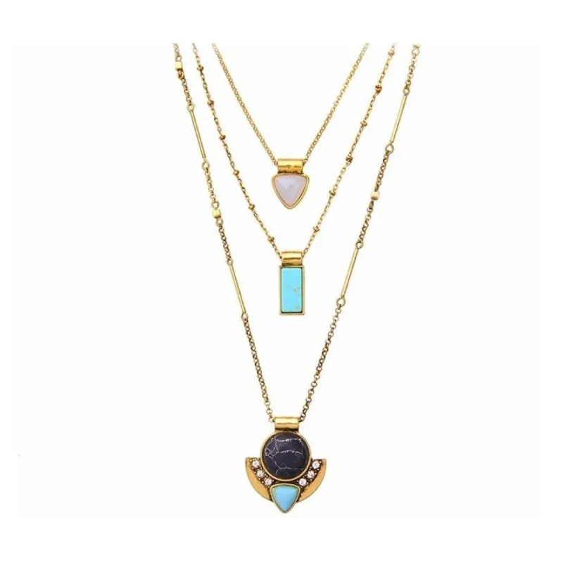 Goldtone Turquoise Layered Necklace - White sold by Zulily