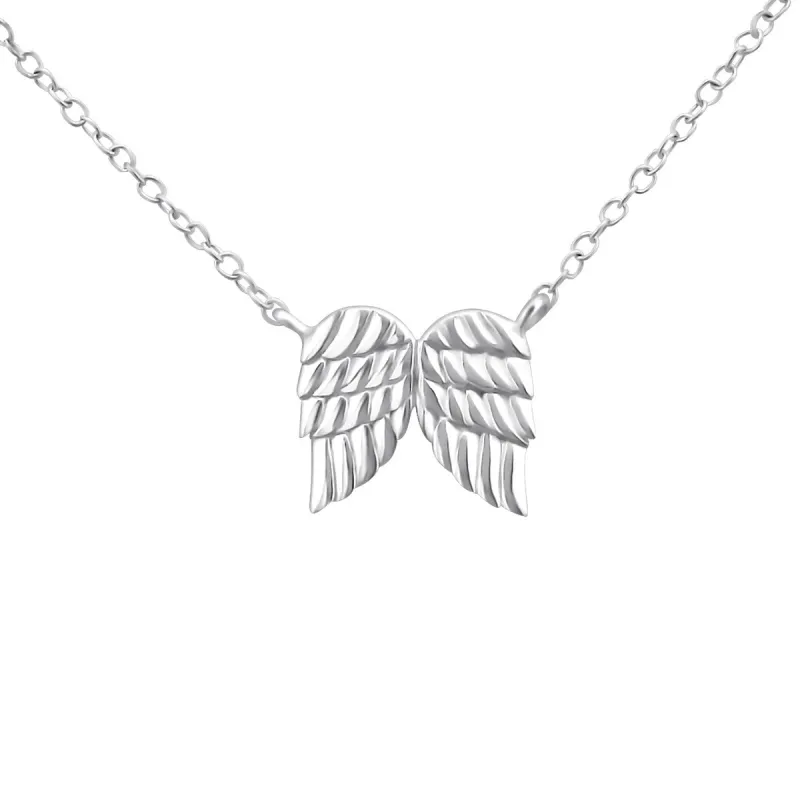 Sterling Silver Angel Wings Pendant Necklace - White sold by Zulily