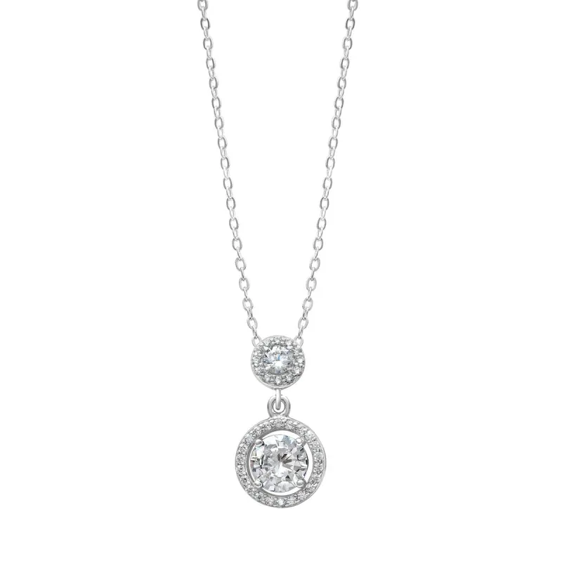 Sterling Silver & Cubic Zirconia Double Pendant Necklace - White sold by Zulily