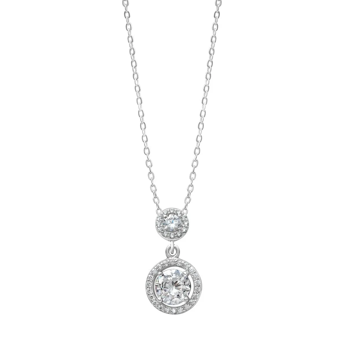Sterling Silver & Cubic Zirconia Double Pendant Necklace - White sold by Zulily