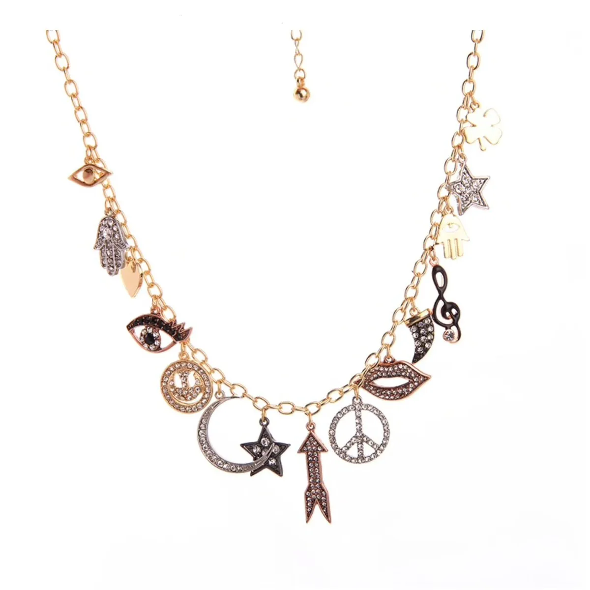 Goldtone Charmed Necklace - White sold by Zulily