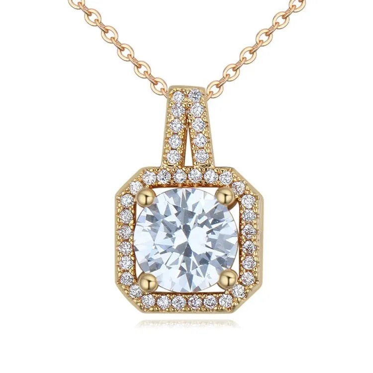 Rose Goldtone Clear Cubic Zirconia Halo Pendant Necklace - White sold by Zulily