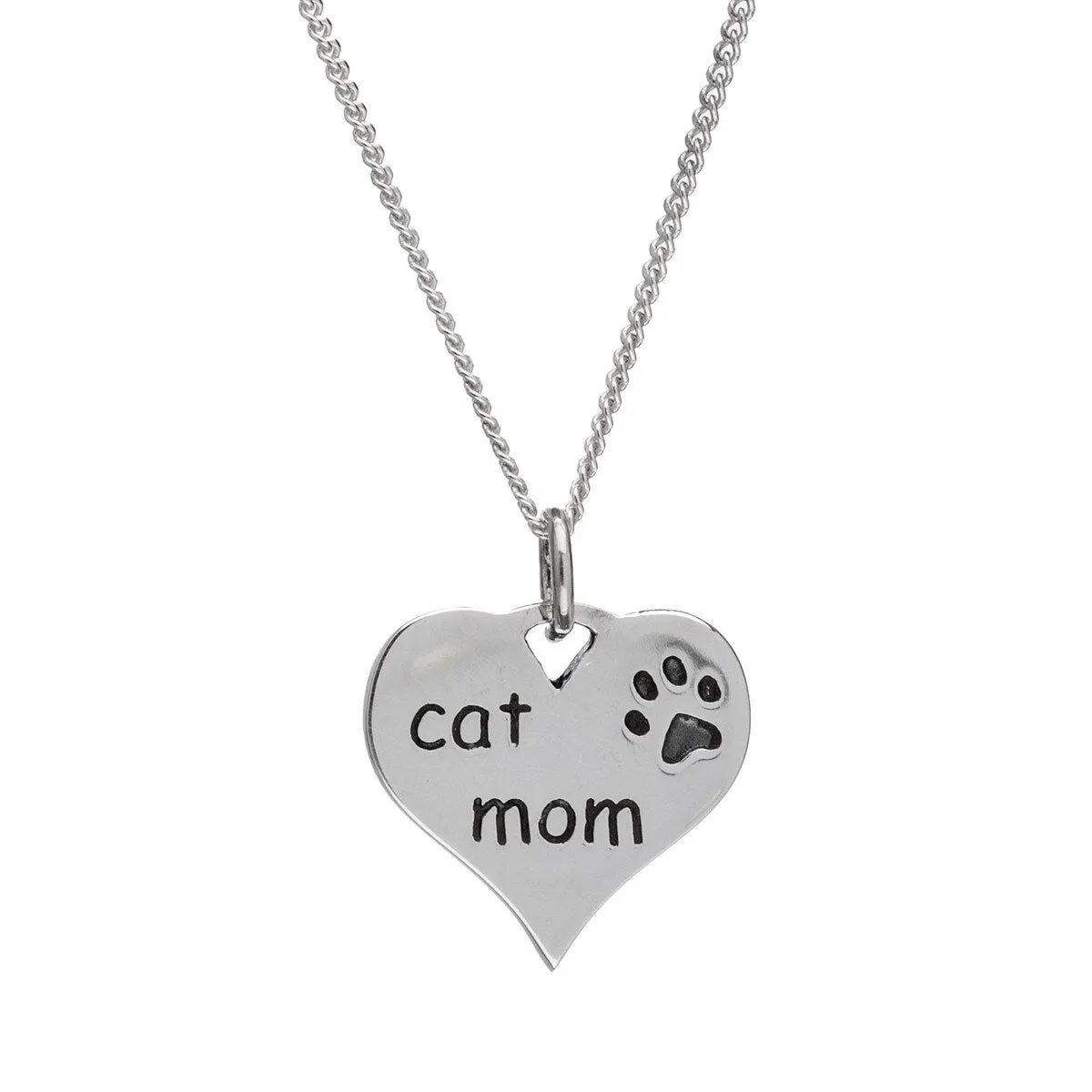 Sterling Silver Heart 'Cat Mom' Pendant Necklace - White sold by Zulily