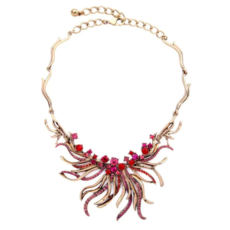Vintage Red Pink Crystal Statement Necklace - White sold by Zulily