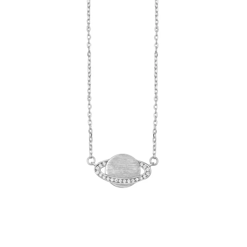 Sterling Silver & Cubic Zirconia Saturn Pendant Necklace - White sold by Zulily