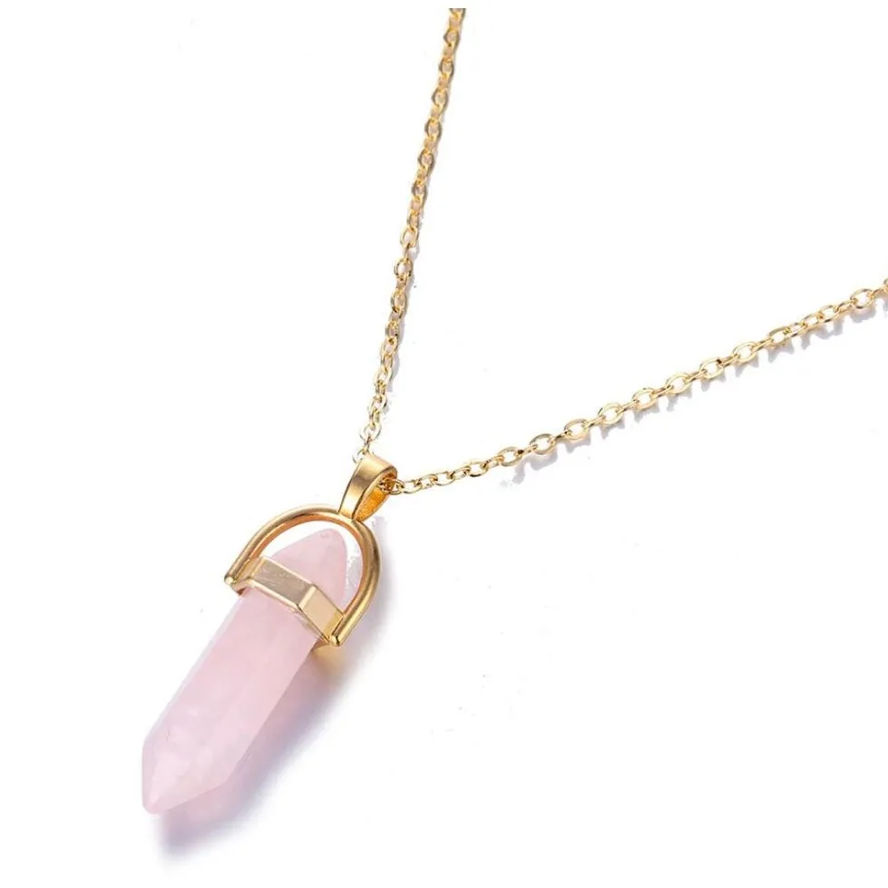 Pink Prism Crystal Pendant Necklace - White sold by Zulily