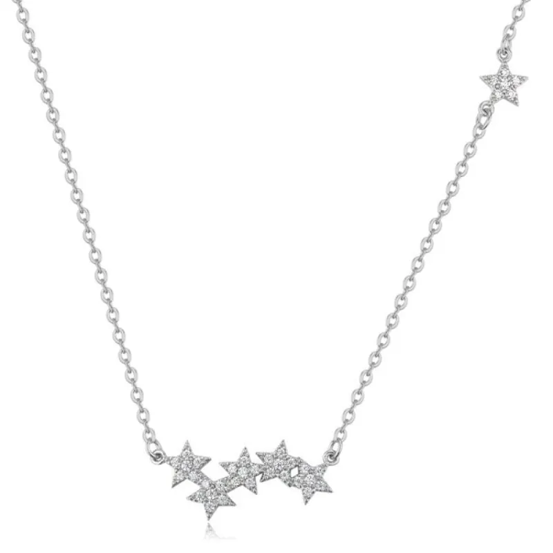 Cubic Zirconia Clustered Stars Necklace - White sold by Zulily