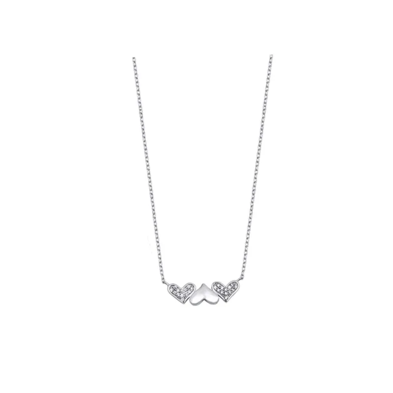 Sterling Silver & Cubic Zirconia Triple Heart Pendant Necklace - White sold by Zulily