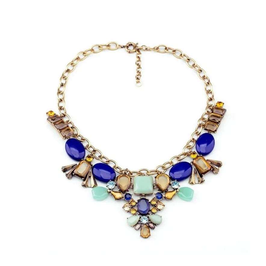 Goldtone Multi Colored Statement Necklace - White sold by Zulily