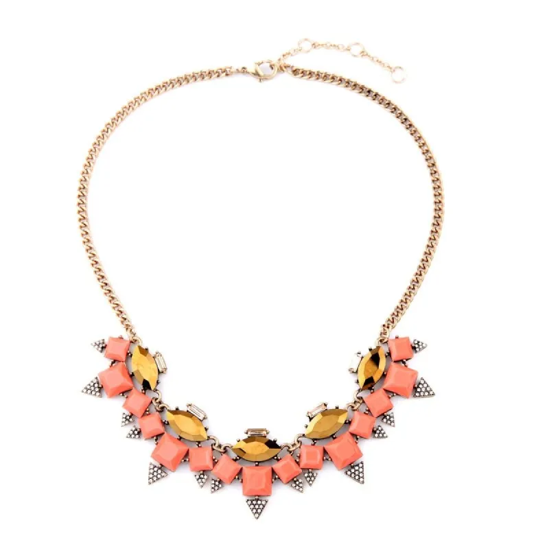 Goldtone Peach Bib Necklace - White sold by Zulily