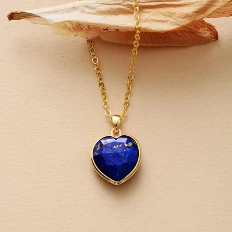 Goldtone Sodalite Heart Pendant Necklace - White sold by Zulily
