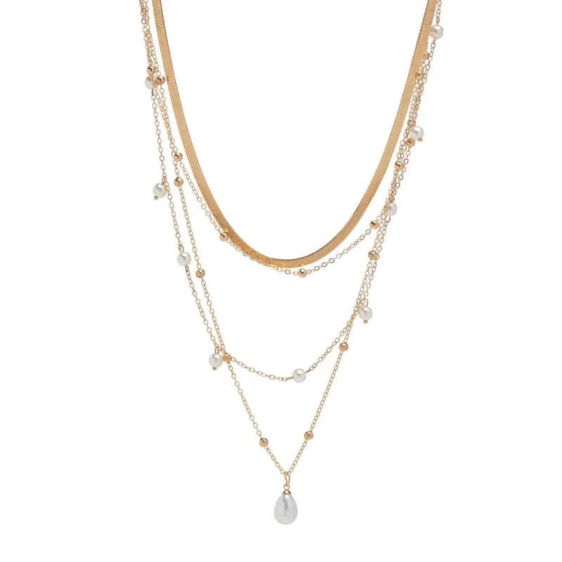 Goldtone & Imitation Pearl Layered Necklace - White sold by Zulily