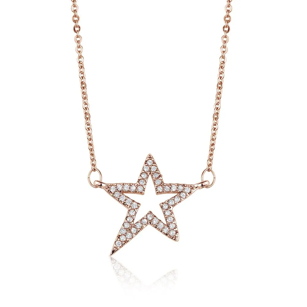 Rose Gold Open Star Necklace - White sold by Zulily