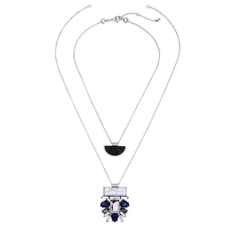 Black White Marbled Layered Necklace sold by Zulily