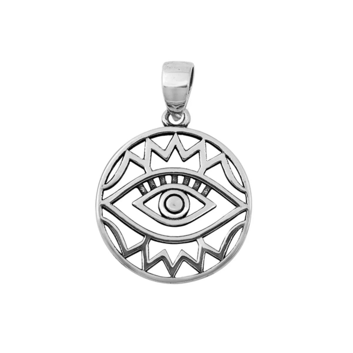 Sterling Silver Eye Round Pendant - White sold by Zulily