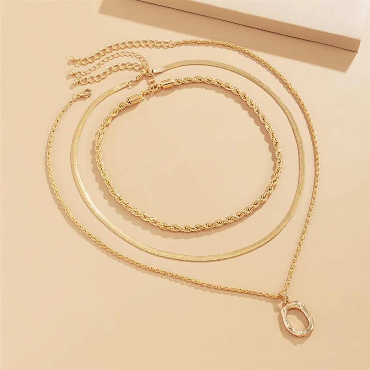 Goldtone Chain Layered Necklace - White sold by Zulily