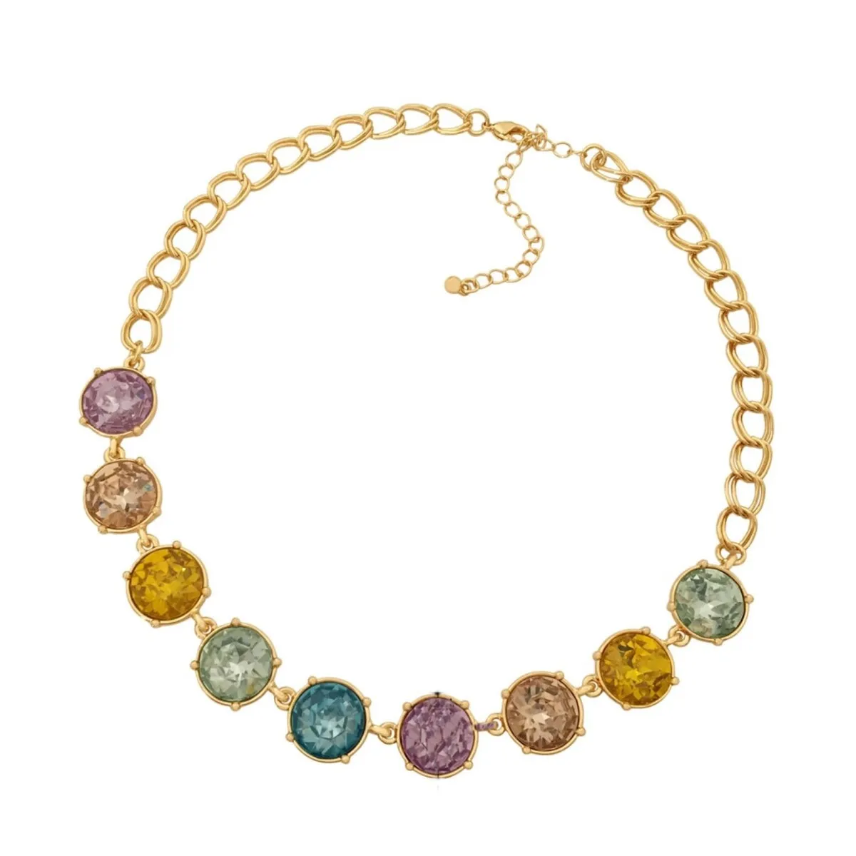 Goldtone Multi Colored Crystal Statement Necklace - White sold by Zulily