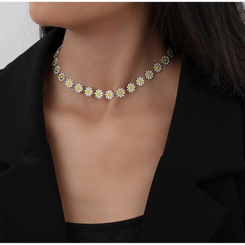 Daisy Flower Choker Necklace - White sold by Zulily