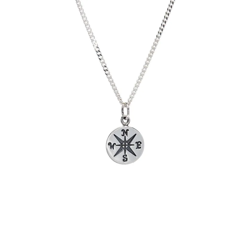 Sterling Silver Dainty Compass Pendant Necklace - White sold by Zulily