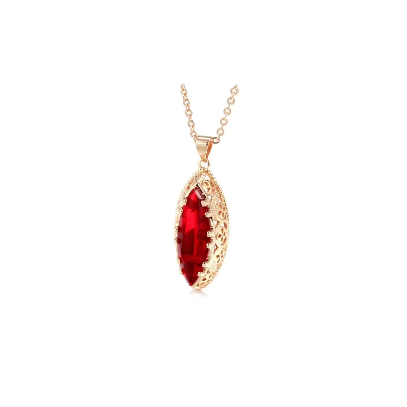 Goldtone & Red Cubic Zirconia Marquis Pendant Necklace - White sold by Zulily