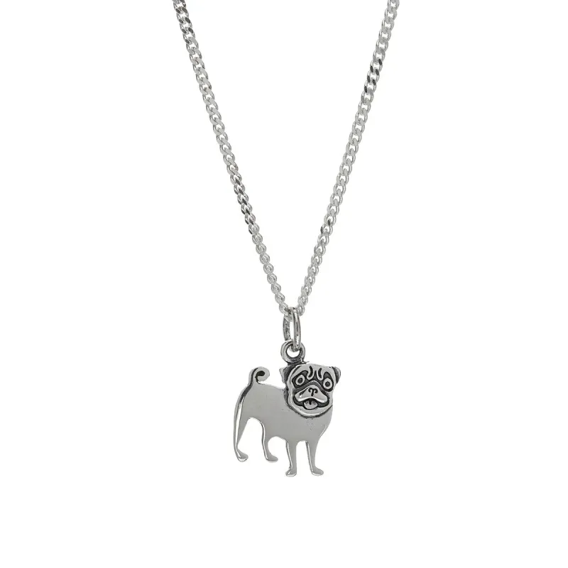 Sterling Silver Pug Dog Pendant Necklace - White sold by Zulily