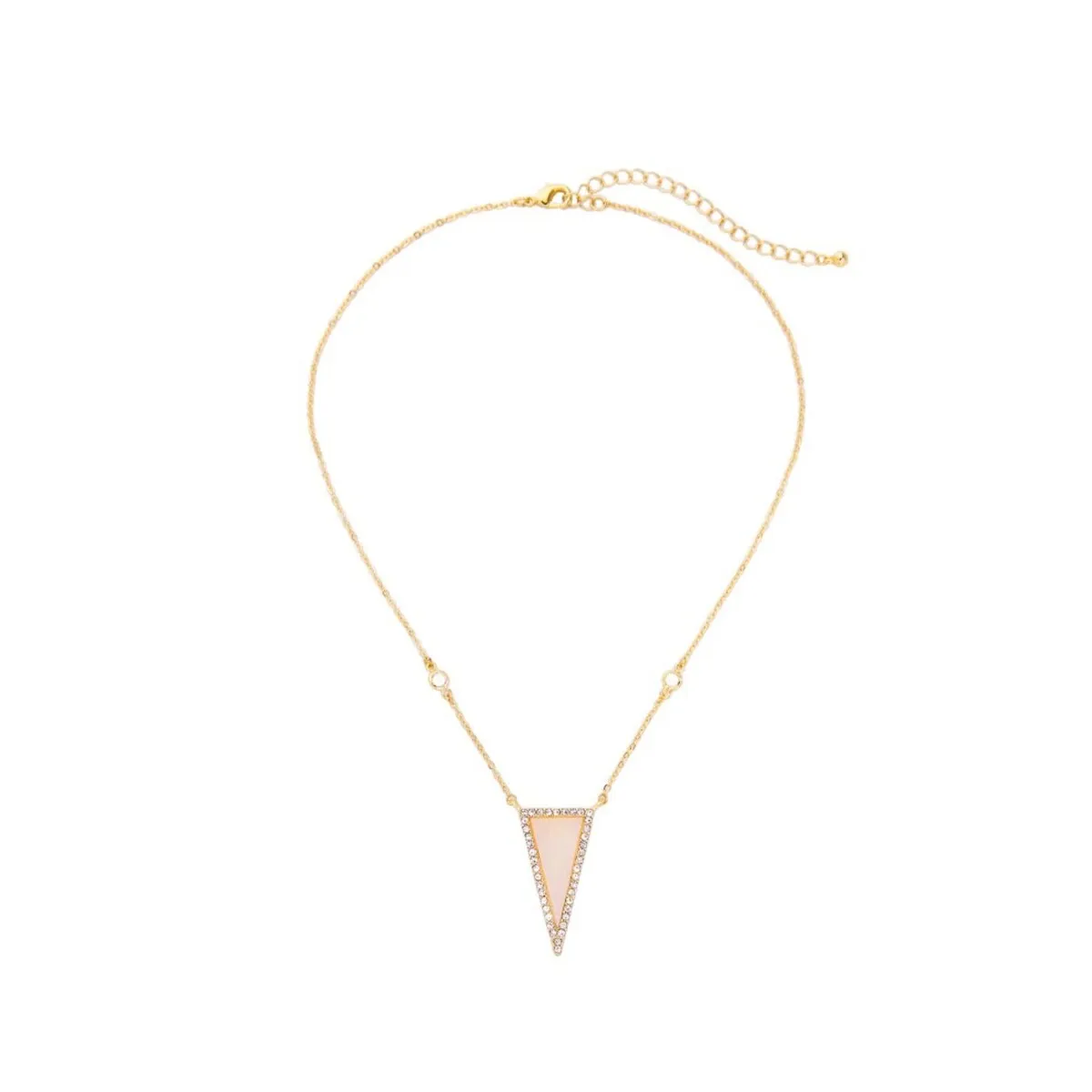Goldtone Pink Triangular Pendant Necklace - White sold by Zulily