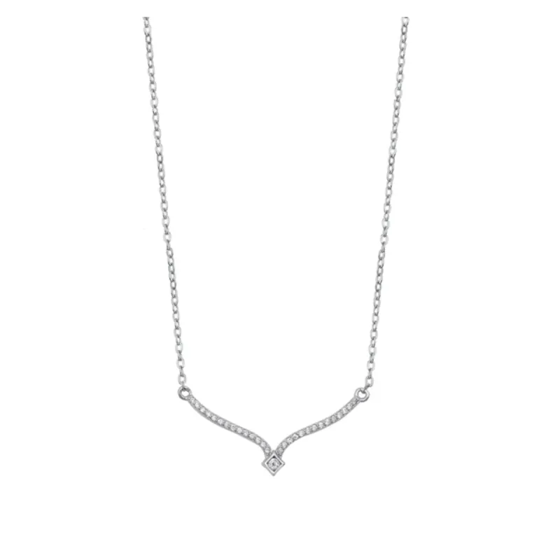 Sterling Silver & CZ Curved Elegant Necklace - White sold by Zulily
